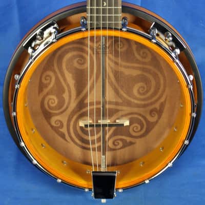 New! Luna Celtic 6-String Resonator Banjo Banjitar - Celtic Tribal Pattern image 1