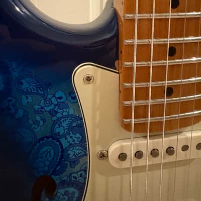 Partscaster Thinline S-Style w/ Fender USA Pure Vintage 65 pickups (Fender Semi-hollow Strat) 2020'a - Blue Paisley image 3