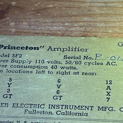 1957 Vintage Fender Tweed Princeton Combo Amp 5F2 image 17