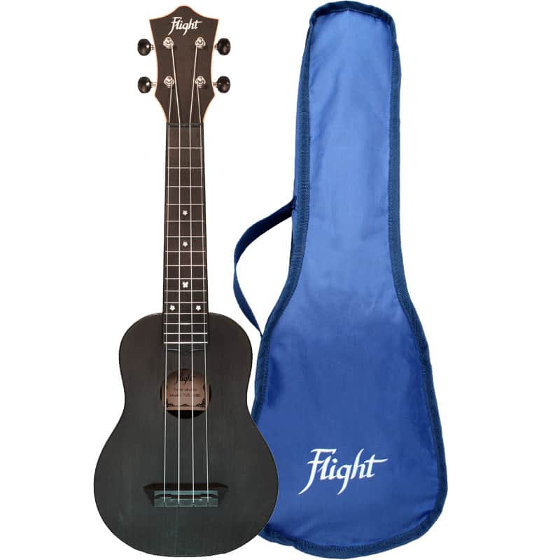Flight TUS35 Black Travel Soprano Ukulele New - plastic and a laminate linden top - black image 1