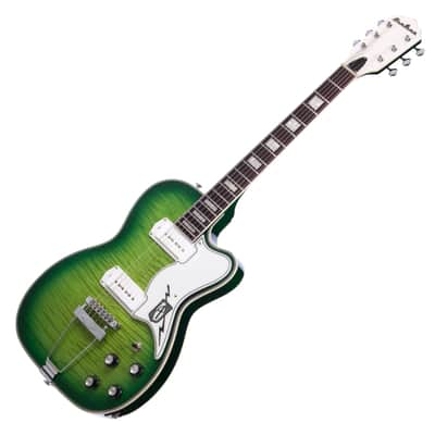 Airline Guitars Tuxedo Greenburst Flame image 5