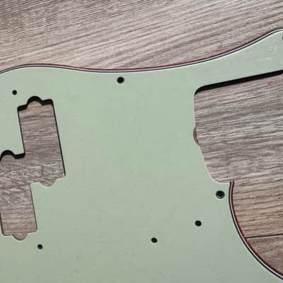 1960 thru 1969 Fender Precision Bass Pickguard 13 hole Celluloid / Nitrate Mint Green 62 USA RI image 7