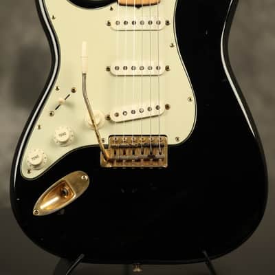 1960 Fender LEFT-HANDED Stratocaster factory assembled with '57 neck Custom Color BLACK with GOLD hardware!!! image 1