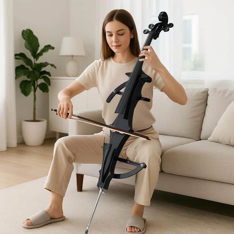 US Full Size 4/4 Electric Cello – Black Piano Finish | Z-Style Design | Complete Set image 1