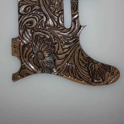 Fender Telecaster Leather Pickguard hand tooled Sheridan style "Outlaw series " 2019 classic image 2