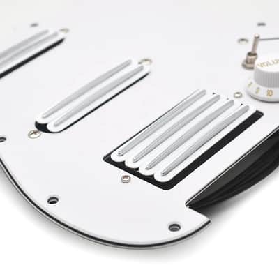 White HSS Guitar Loaded Prewired Strat Style Pickguard, Multi Switches System image 3
