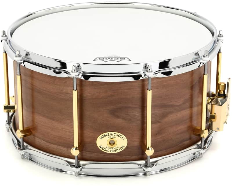 Noble & Cooley Solid Shell Walnut Snare Drum - 7 x 14-inch - Natural Satin with Brass Hardware image 1