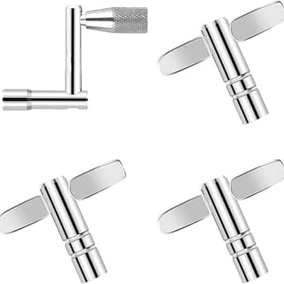 4Pcs Drum Key Set, 3-Pack Drum Tuning Key with Continuous Standard Motion Speed Key, Metal Drum Keys Tuner, Drum Set Hardware Key Tool image 1