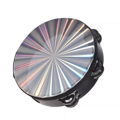 8 Inch Wooden Radiant Tambourine – Double Row Jingles, Reflective Drum Head, Handheld Percussion Instrument image 2