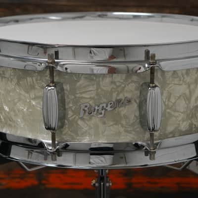 Rogers 5x14" Dynasonic Wood Snare Drum - 1960s White Marine Pearl image 1