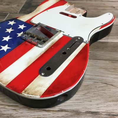 Made to Order - FRANCHIN Mars guitar body AMERICAN FLAG Usa Relic Aged Nitro Laquer Basswood Poplar Telecaster-Tele-T-Style Made in Italy image 7