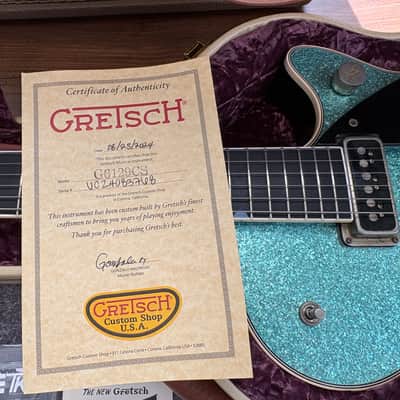Masterbuilt Gretsch USA Custom Shop GONZALO MADRIGAL  G6129 CS 1957 Jet Turquoise Sparkle Heavy Relic image 25
