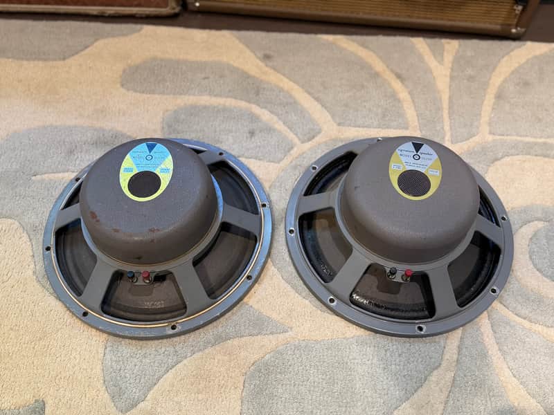 Pair Vintage 1960s Fender JBL D120F 12" 8 ohm guitar amp speakers image 1