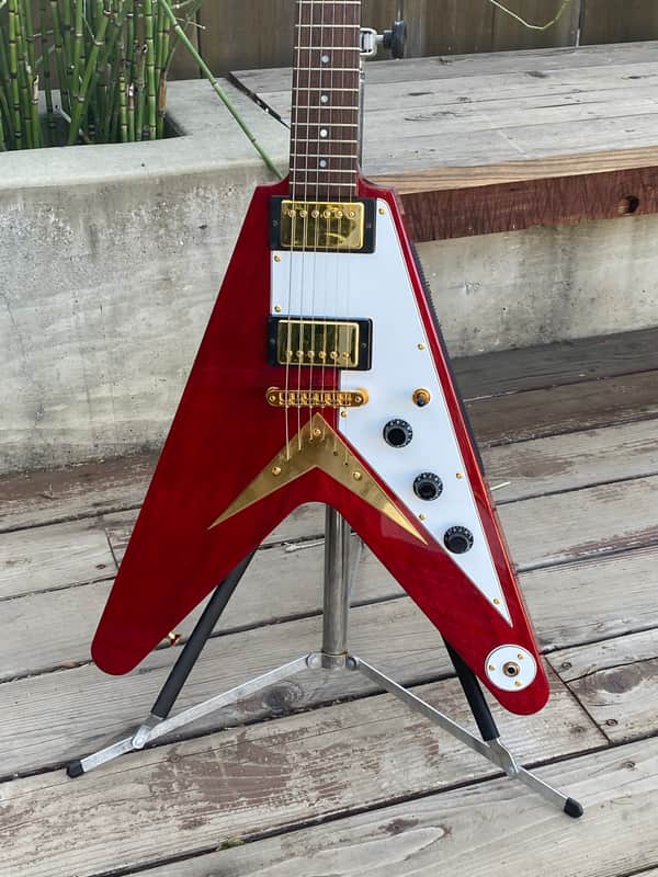 Hamer Vector Korina Flying V GVKS Brazilian Rosewood 2005 Cherry Transparent image 1