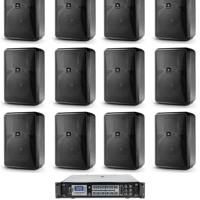 (16) JBL Control 28-1 8" 60w 70v Commercial Indoor/Outdoor Speakers+Amplifier image 1