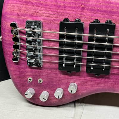 Warwick Pro Series Teambuilt GPS1485 07PA ASH FR Corvette $$ Double Buck 5-string Bass with COA + Gig Bag 2022 - French Violet Transparent Satin image 5