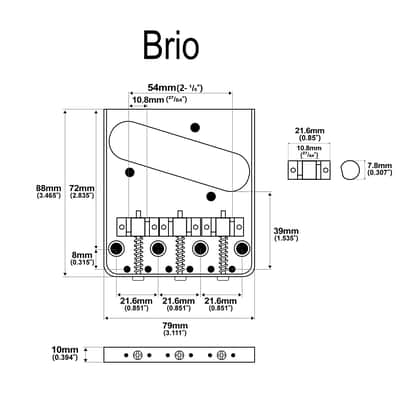 Brio Ultra-Light Aluminum Telecaster Bridge with Compensated Brass Saddles – Vintage 3-Saddle Ashtray Style image 5