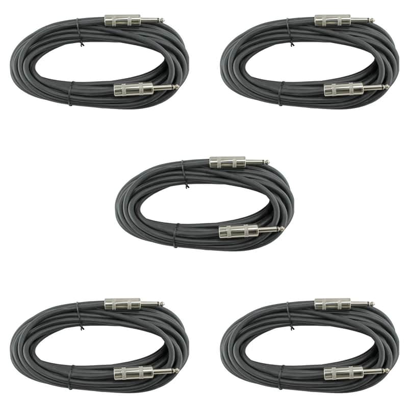 5 Pack 50' Ft Foot Feet 1/4 To 1/4 Speaker Stage Monitor Cables Cords Pro Dj Pa - Black image 1