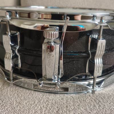 Ludwig LM404 Acrolite 5x14" 8-Lug Aluminum Snare Drum with Black/White Badge 1994 - 2012 - Black Galaxy image 2