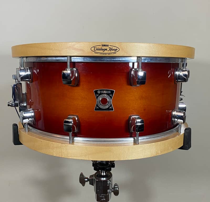 Yamaha 14x6.5 Sensitive Series Maple Snare Drum w/ Vintage Wood Hoops Amber Sunburst Japan MSD1465 - Amber Sunburst image 1