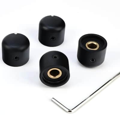 4Pcs Ebony Electric Guitar Volume Tone Knobs with 6mm（15/64"） Brass Hole Wood Bass Guitar Control Knobs Compatible with Fender Strat Telecaster Les Paul Guitar Replacement Parts (Ebony Color) image 1