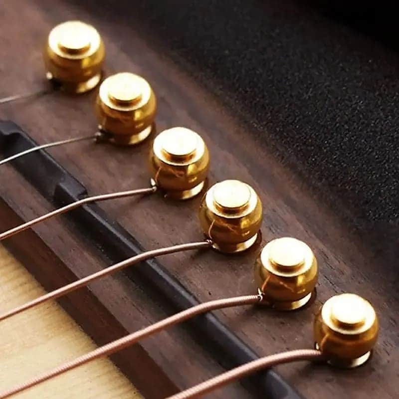 Guitar Bridge Pins 6pcs Solid Brass End-pins for Acoustic Guitar Pegs Replacement for Resonating more brightness and attack. image 1