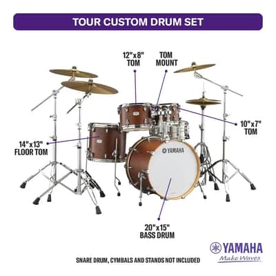 Yamaha Tour Custom Maple 4pc Drum Set 20/10/12/14 Chocolate Satin image 2