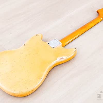 1966 Fender Musicmaster Offset Vintage Guitar Olympic White, Slab Brazilian Board w/ Case image 14