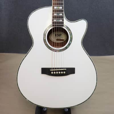 ESP LTD X-Tone AC-10E Acoustic Electric Guitar with Pickup Preamp EQ Tuner OM Body XTONE White image 1