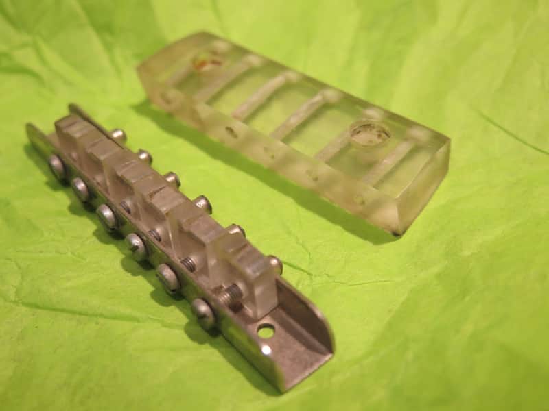 vintage 1960's clear Lucite bridge + tailpiece for solid body electric  - WHO MADE THIS??? image 1