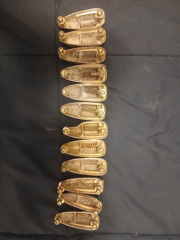 Unkown Vintage bass drum lugs star,kent? 60,s 70,s - Aged chrome metal, uncleand image 1