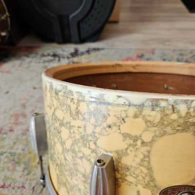 Slingerland 14x7" 3-ply Snare Drum in Yellow Marble Lacquer 1950s image 16