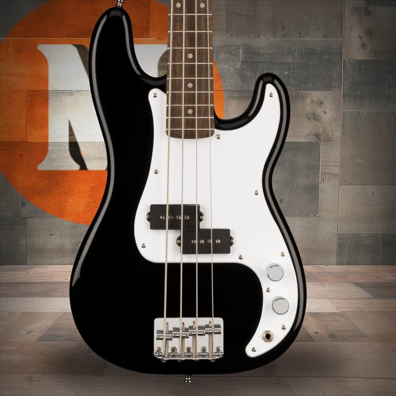 Squier Mini Precision Bass - Laurel Fingerboard - White Pickguard - Black image 1