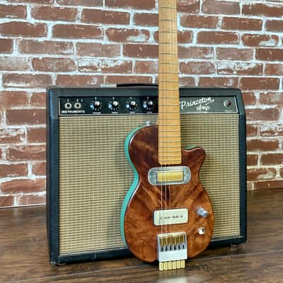 Island Espeto Custom 2020 Natural/Teal Redwood Top, Dual-Pickup Headless Guitar (Mint Condition) image 1