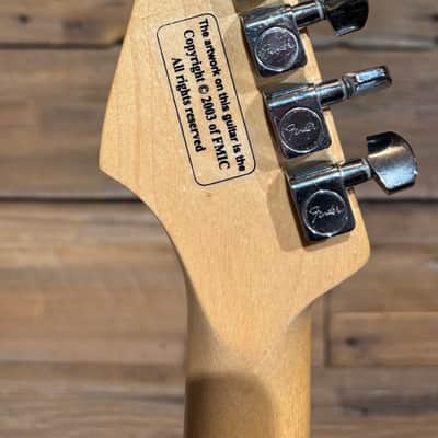 Fender FSR "Splattercaster" Standard Splatter Stratocaster with Rosewood Fretboard 2003 - 2004 - Olympic White, Aztec Gold, and Inca Silver Drop over Black image 6