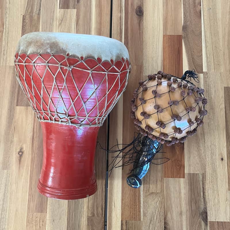 African Small Djembe and Shaker Percussion Set image 1