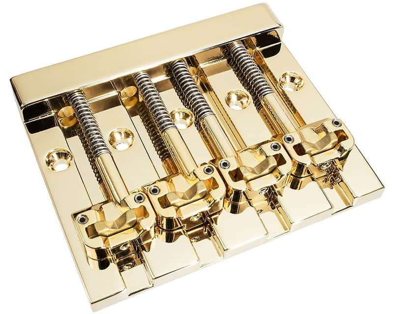 Hipshot 5K400G KickAss Bass Bridge 4-String 5-Hole Retrofits Badass Bass - GOLD image 1