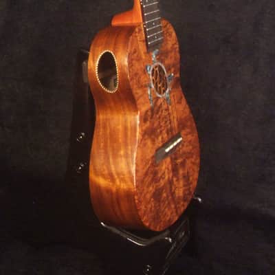 Handcrafted Concert Ukulele, Solid Curly Hawaiian Koa, Turtle, Koi Fish Inlay, Soft-bag, Bruce Wei UG15-2926 image 3