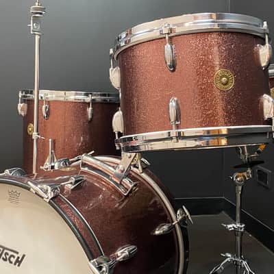 Gretsch 18/12/14/5.5x14" 60's Round Badge Drum Set - Burgundy Sparkle image 1