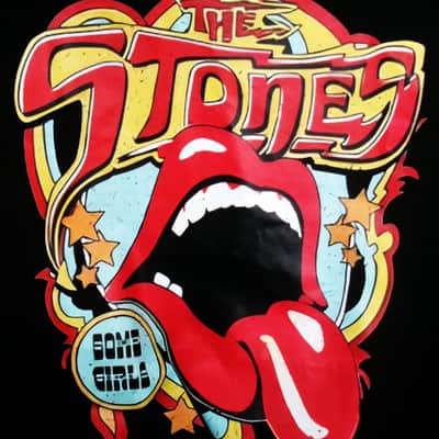 rolling stones some girls vintage 2000s decal S-M tee unisex men lady tee - mick keith ronnie lies rock n roll blues image 1