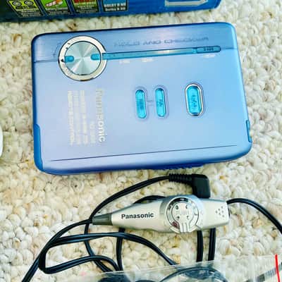 [RARE FULL SET] Panasonic SX56 Walkman Cassette Player, NEAR MINT BLUE ! Working ! image 6