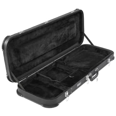 Electric Guitar Hard Case – Wooden Core, Leather Exterior, Plush Interior, Lockable Protection Case for Strat/Tele Style Guitars (Black) image 1