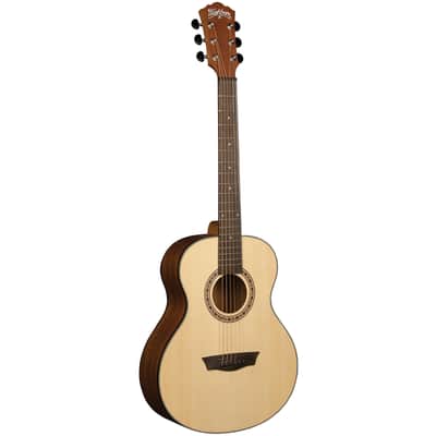 Washburn AGM5K Apprentice G-Mini 5 Grand Auditorium Acoustic Travel Guitar with Gig Bag, Natural image 2