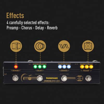 SONICAKE Sonic Wood Acoustic Guitar Preamp DI Box Multi Effects Chorus Delay Reverb Pedal with XLR O(U.S. domestic inventory) image 3