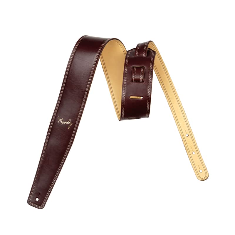 2.5" Leather Backed Guitar Strap - Brown/Cream Long (adjusts from 47" - 54") + $15.00 image 1