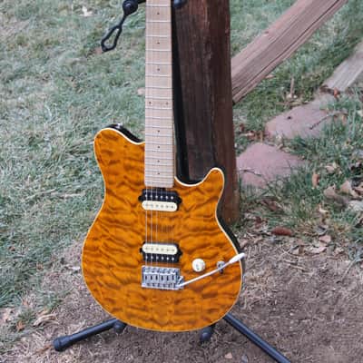 OLP MM1 Axis Amber Quilt Top Electric Guitar - EVH Eddie Van Halen Ernie Ball Music Man Copy image 2