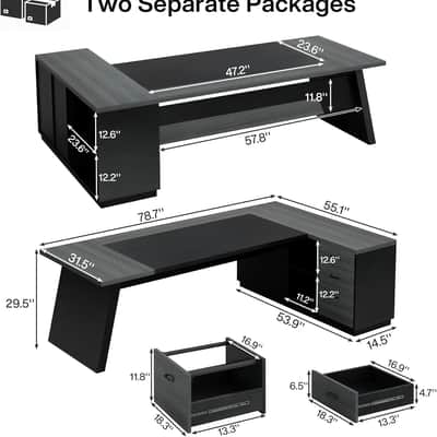 78" L-Shaped Music Production Desk – Executive Studio Workstation with Drawers image 2
