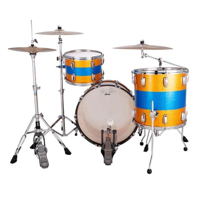 Ludwig Classic Maple Fab 3-piece Shell Pack - Gold/Blue Tri-band image 3
