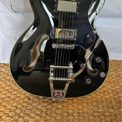 Hagstrom TREVIDLX-BLK Tremar Viking Deluxe Semi-Hollow with Tremolo 2010s - Gloss Black image 3