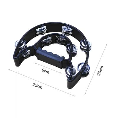 Black Half Moon Handheld Tambourine – Double Row Metal Jingles, Lightweight & Durable Percussion Instrument image 2
